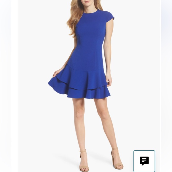 Eliza J Dresses & Skirts - ✨$30✨Eliza J•Cap Sleeve Tiered Drop Waist A-Line Dress | Cobalt Blue | Size 6